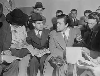 Orson Welles meets the press the morning after the War of the Worlds broadcast, October 31, 1938