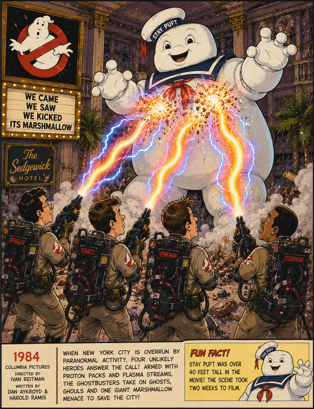 Original caricature poster — Ghostbusters — vintage poster