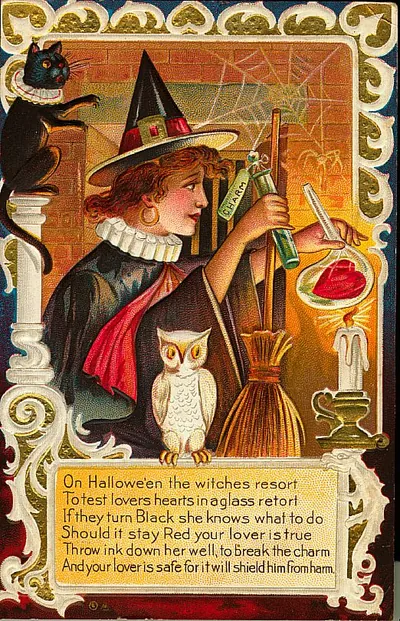 On Halloween the witches resort: a woman casting a love charm