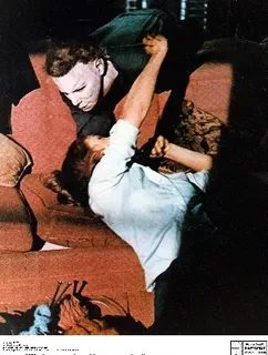 Michael Myers behind Laurie Strode in Halloween, 1978, 1978 — historic image