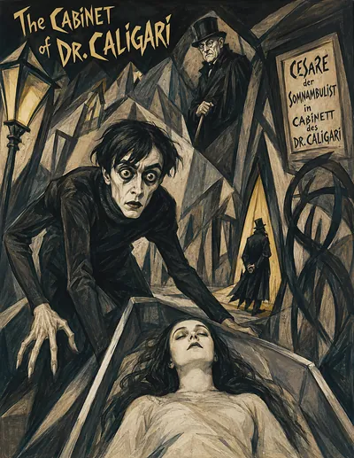 Original caricature poster — The Cabinet of Dr. Caligari