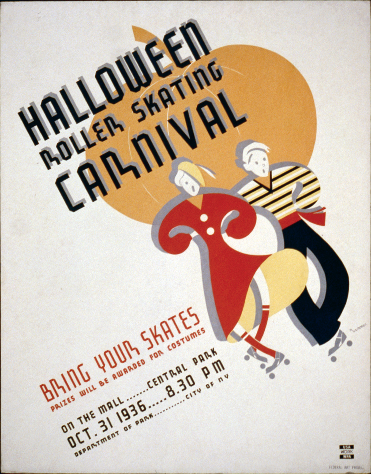 Halloween Roller Skating Carnival: Bring Your Skates, c. 1936 — vintage poster