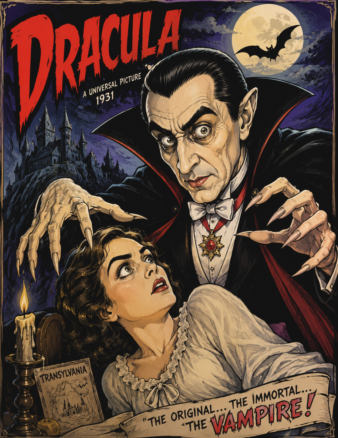 Original caricature poster — Dracula — vintage poster