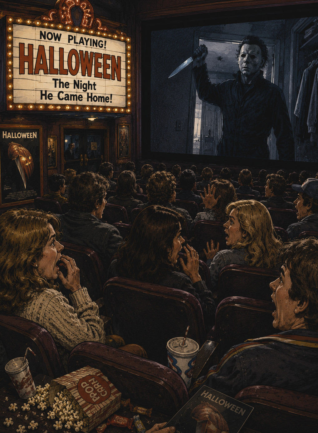Original caricature poster — Halloween — vintage poster