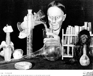 John Zacherle, who hosted as Zacherley, in his laboratory set on Shock Theater about 1958