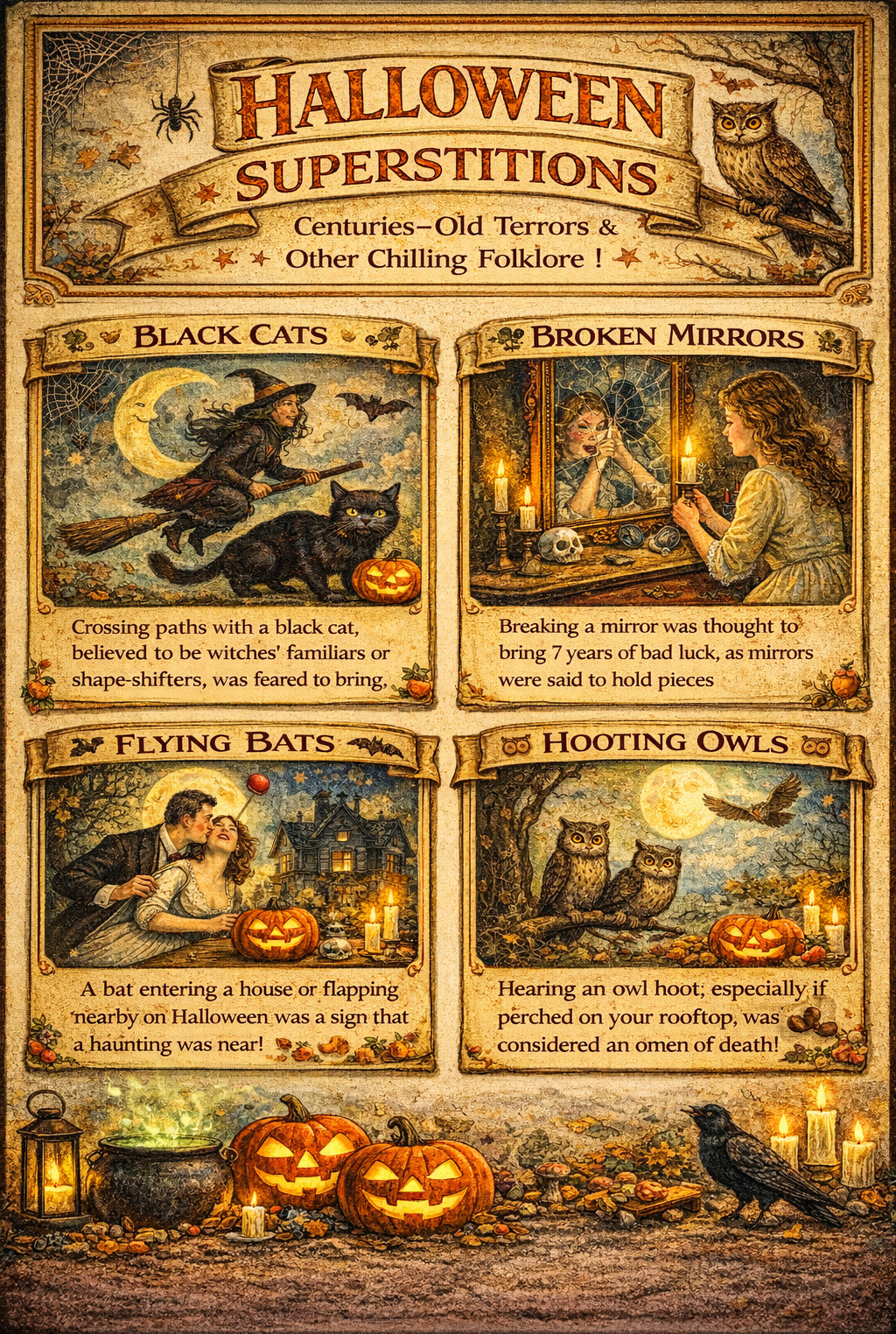 Halloween Superstitions: Black Cats, Broken Mirrors, Bats and Owls — historic image