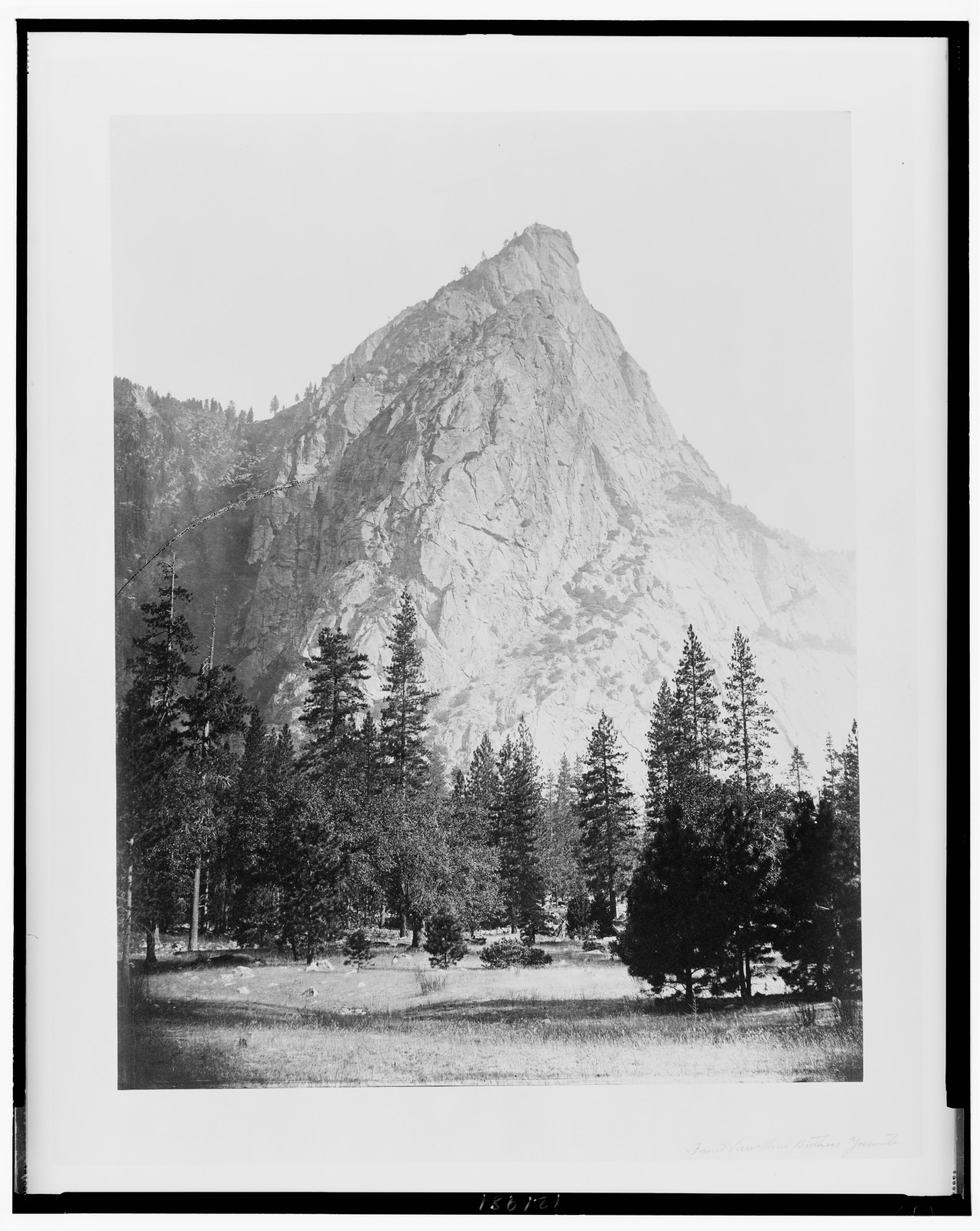 Front view, Three Brothers, Yosemite, [ca. 1865] — historic photograph