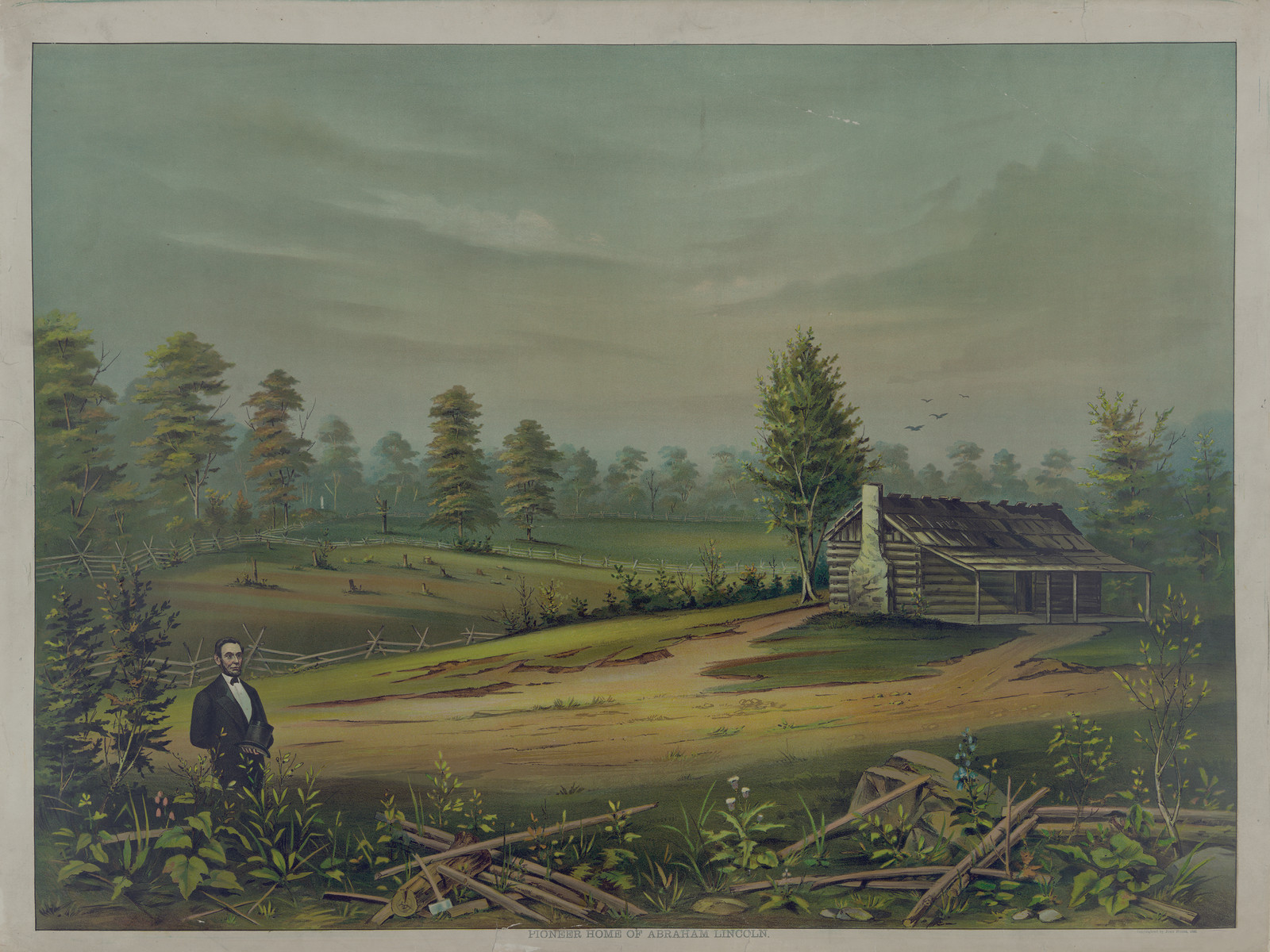 Pioneer Home Of Abraham Lincoln, c. 1890 — historic print