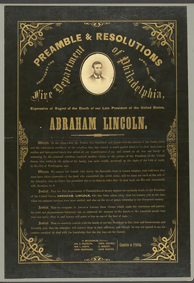 Preamble and Resolutions of Philadelphia Fire Department, Lincoln mourning