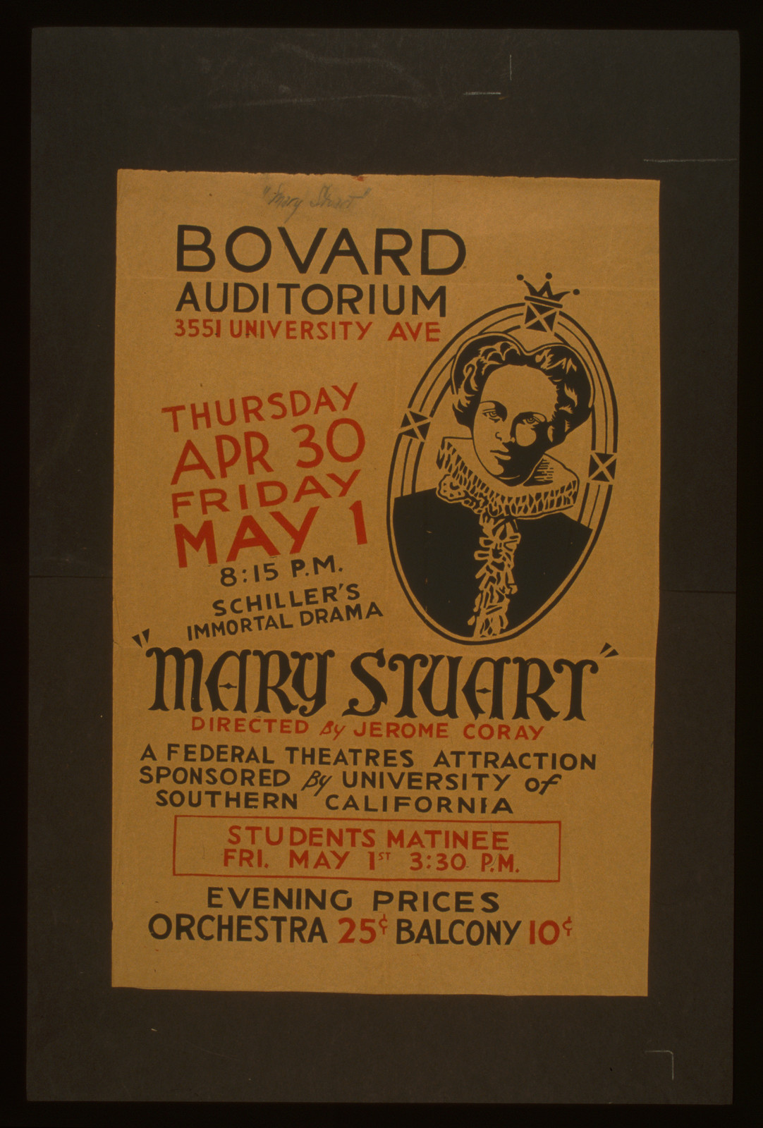 Mary Stuart directed by Jerome Coray, 1936 — vintage poster