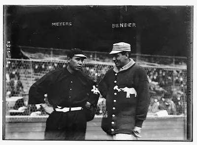 Chief Meyers, New York, NL & Chief Bender, Philadelphia, AL at World Series (baseball)
