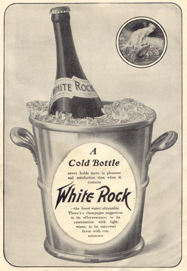White Rock bottle in ice bucket advertisement — historic image