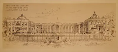 [Alterations to the Executive Mansion, for Mrs. Benjamin Harrison, Pennsylvania Avenue, N.W., Washington, D.C. View from the south, conservatory and court] / F.D. Owen, Archt.