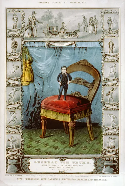 General Tom Thumb: born in 1832, is 18 inches high, and weighs only 15 pounds