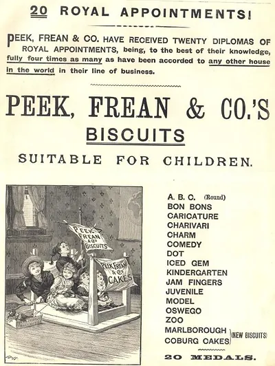 Peek, Frean & Co.'s Biscuits, Suitable for Children advertisement