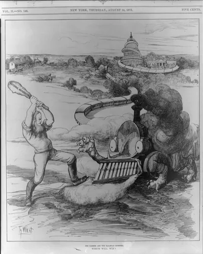 Which will win? the famer or the railroad monster?