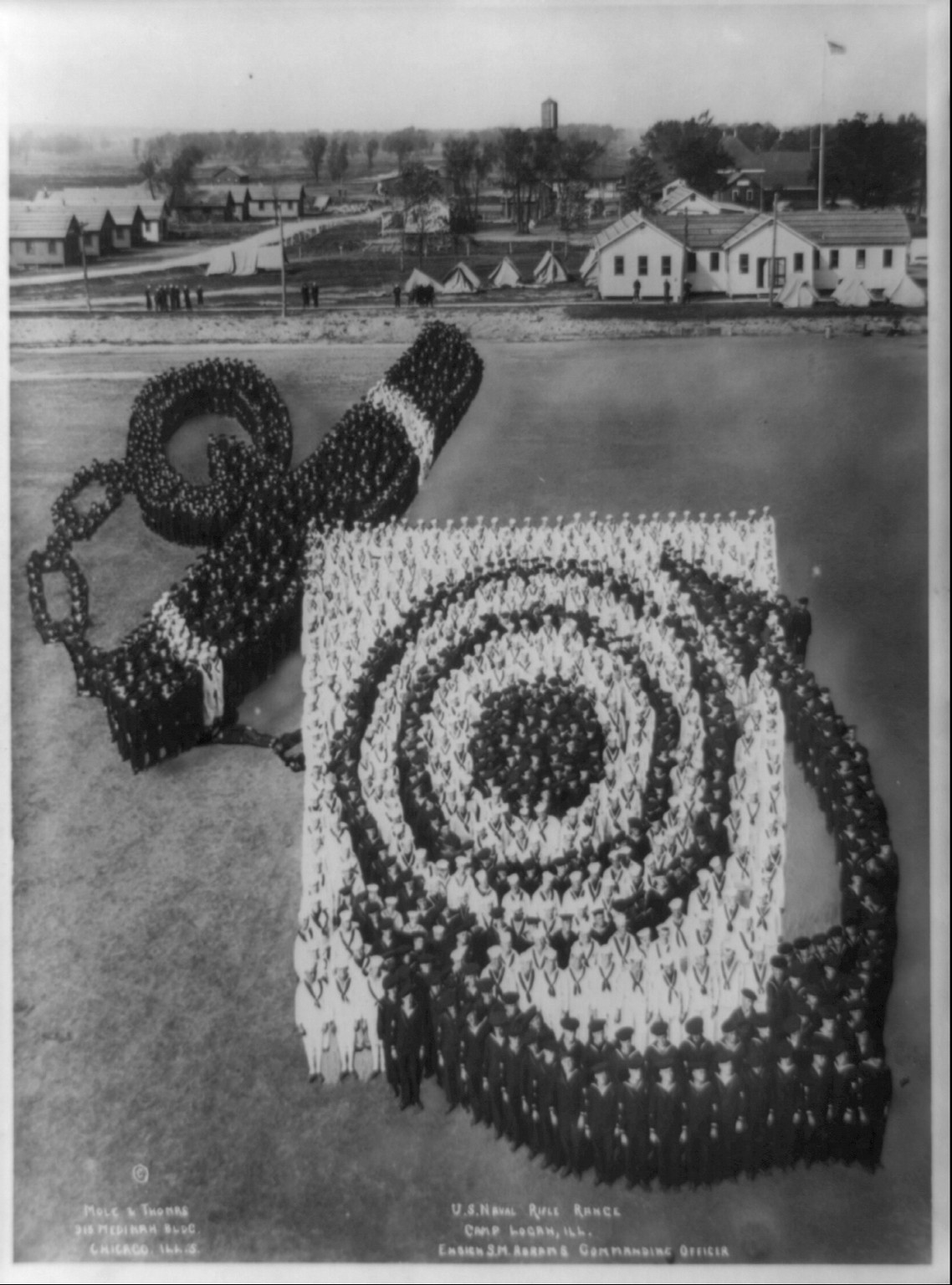 U.S. Naval Rifle Range, Camp Logan, Ill.; Ensign S.M. Abrams, commanding officer, [c1917 or 1918] — historic photograph