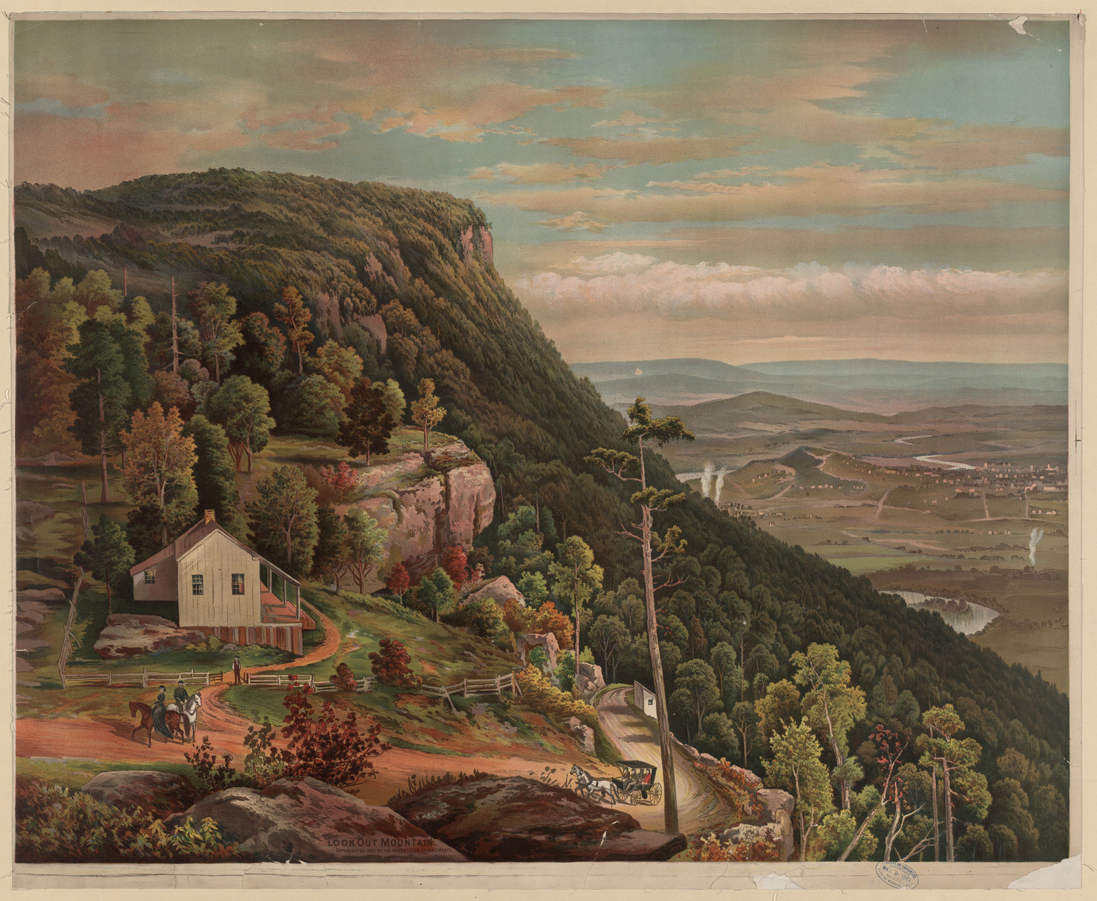 Lookout Mountain, c1883 Mar. 9. — antique lithograph