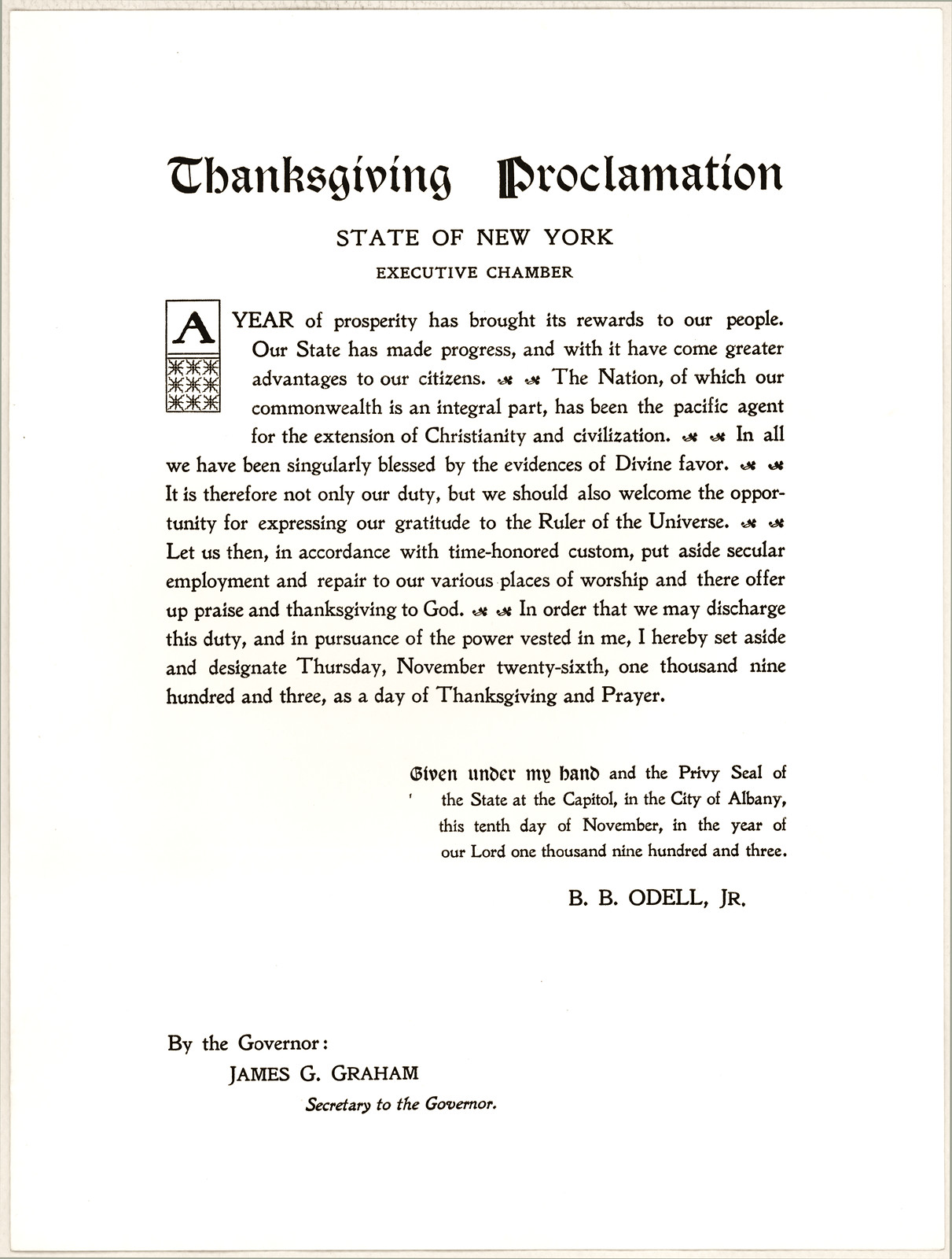 Thanksgiving Proclamation — historic image
