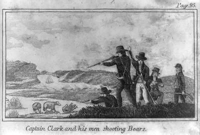 Captain Clark and his men shooting bears