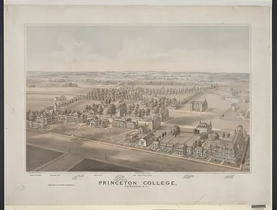 Princeton College, Princeton N.J. bird's-eye view lithograph