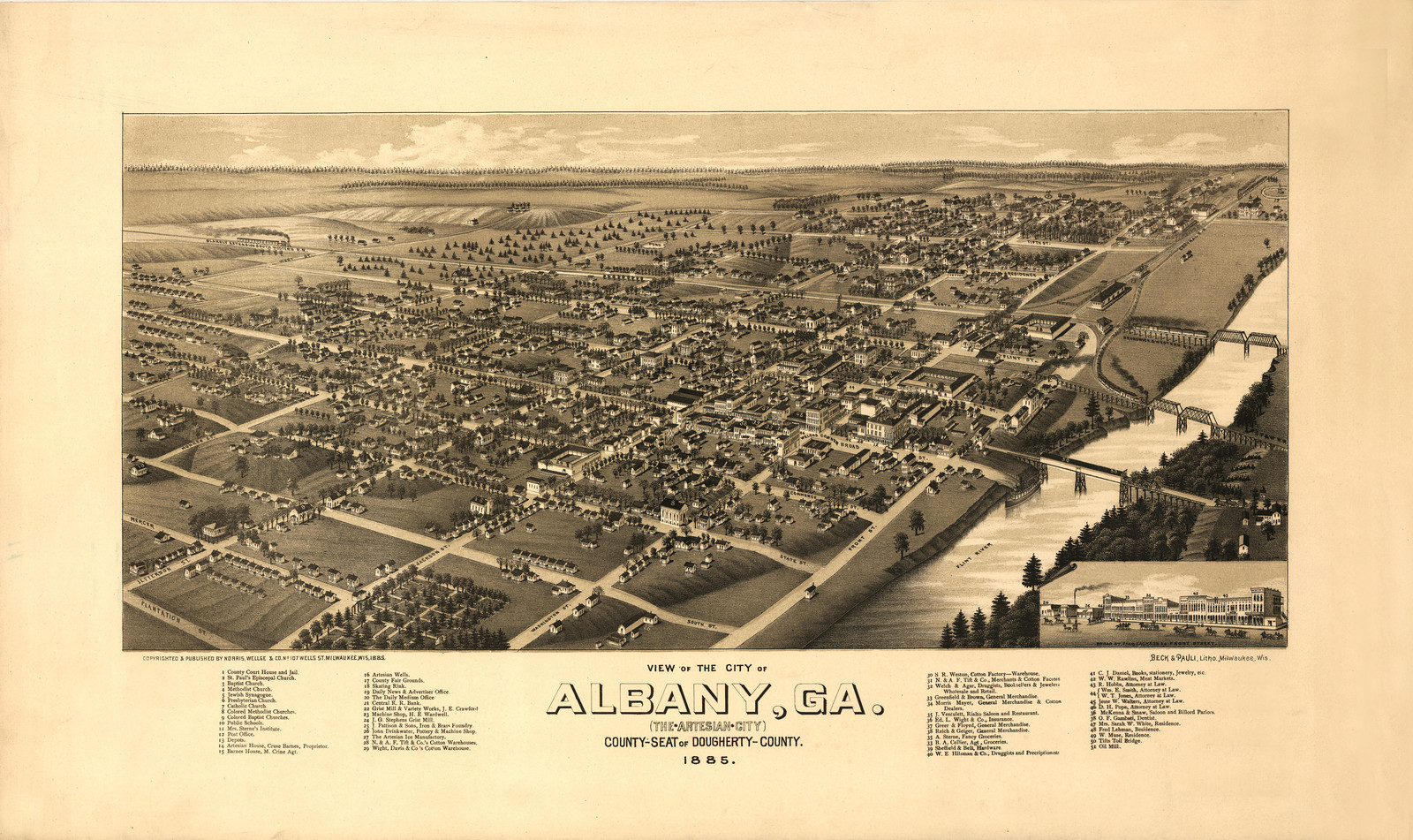 Albany, Georgia, 1885, 1885 — antique map