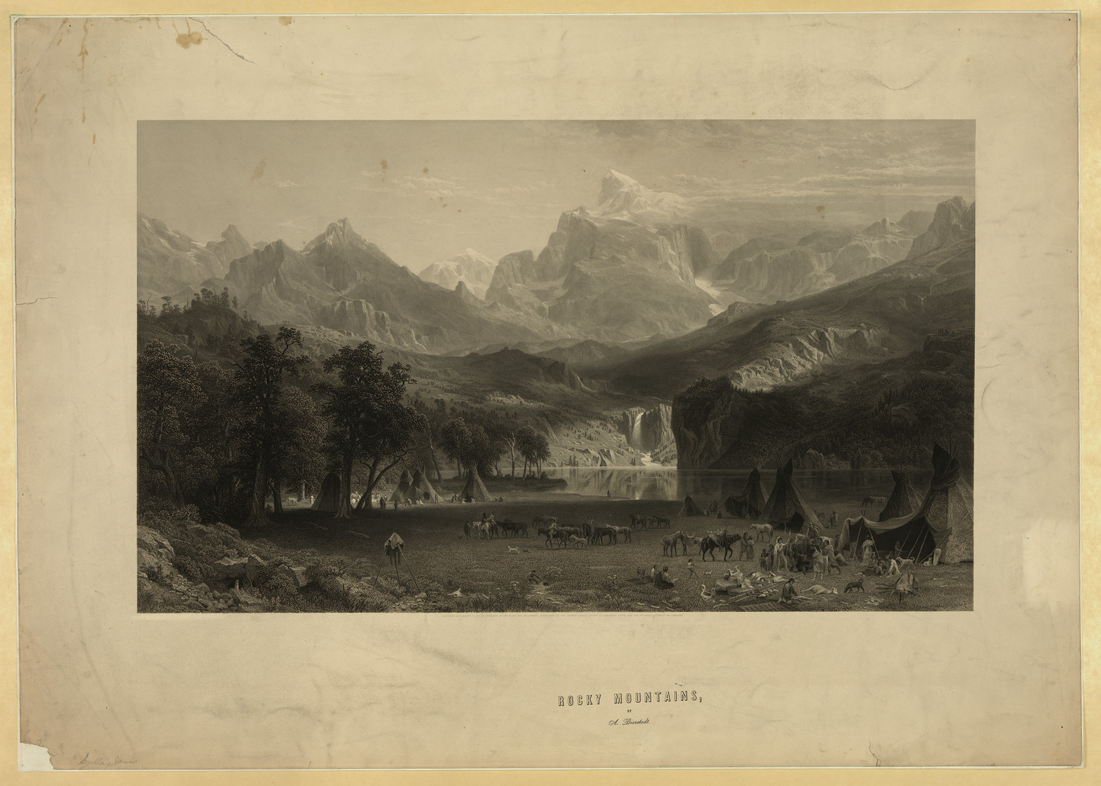 Rocky Mountains / ABierstadt 1863., c1866. — antique engraving