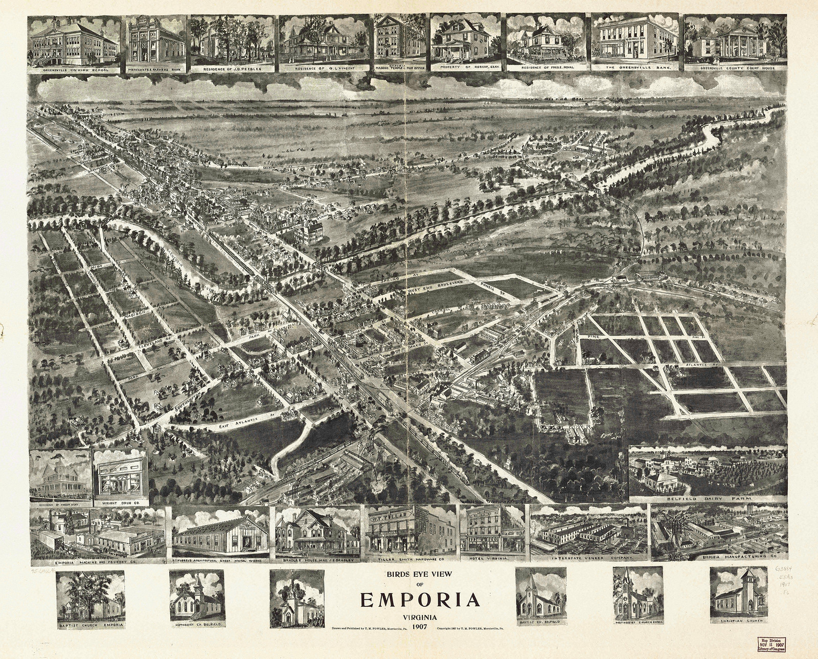 Emporia, Virginia, 1907, 1907 — antique map
