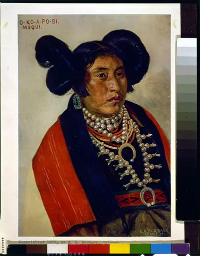 [O-ko-a-po-bi, half-length portrait, seated, facing right] / E.A. Burbank [?]eams Ca[...].