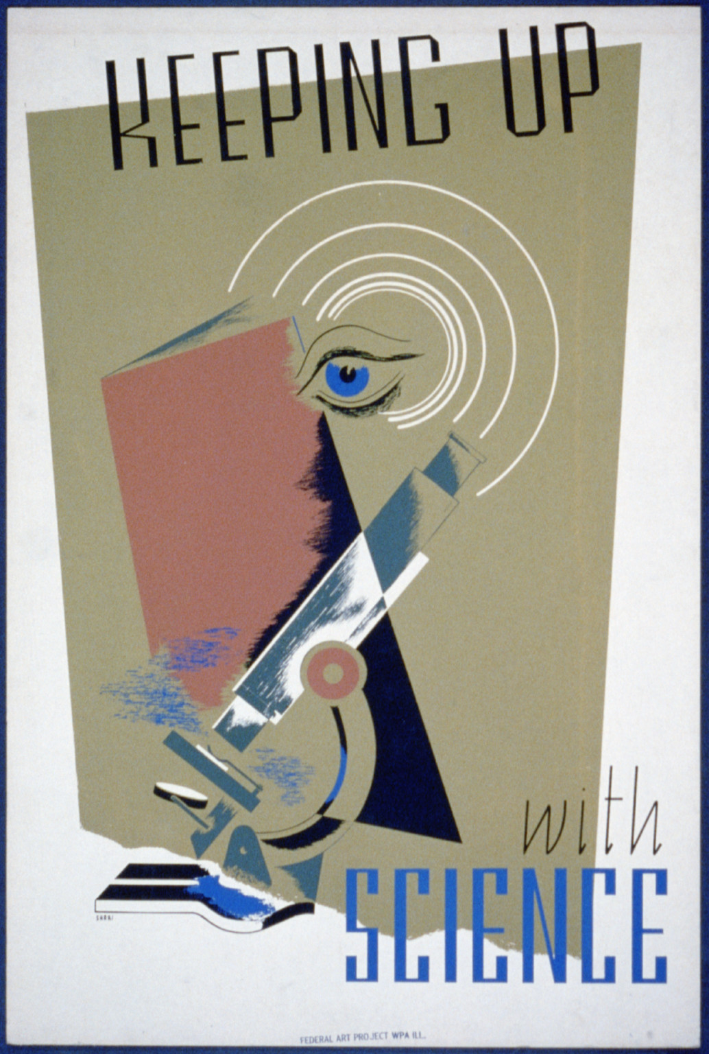 Keeping up with science / Shari., 1936 — vintage poster