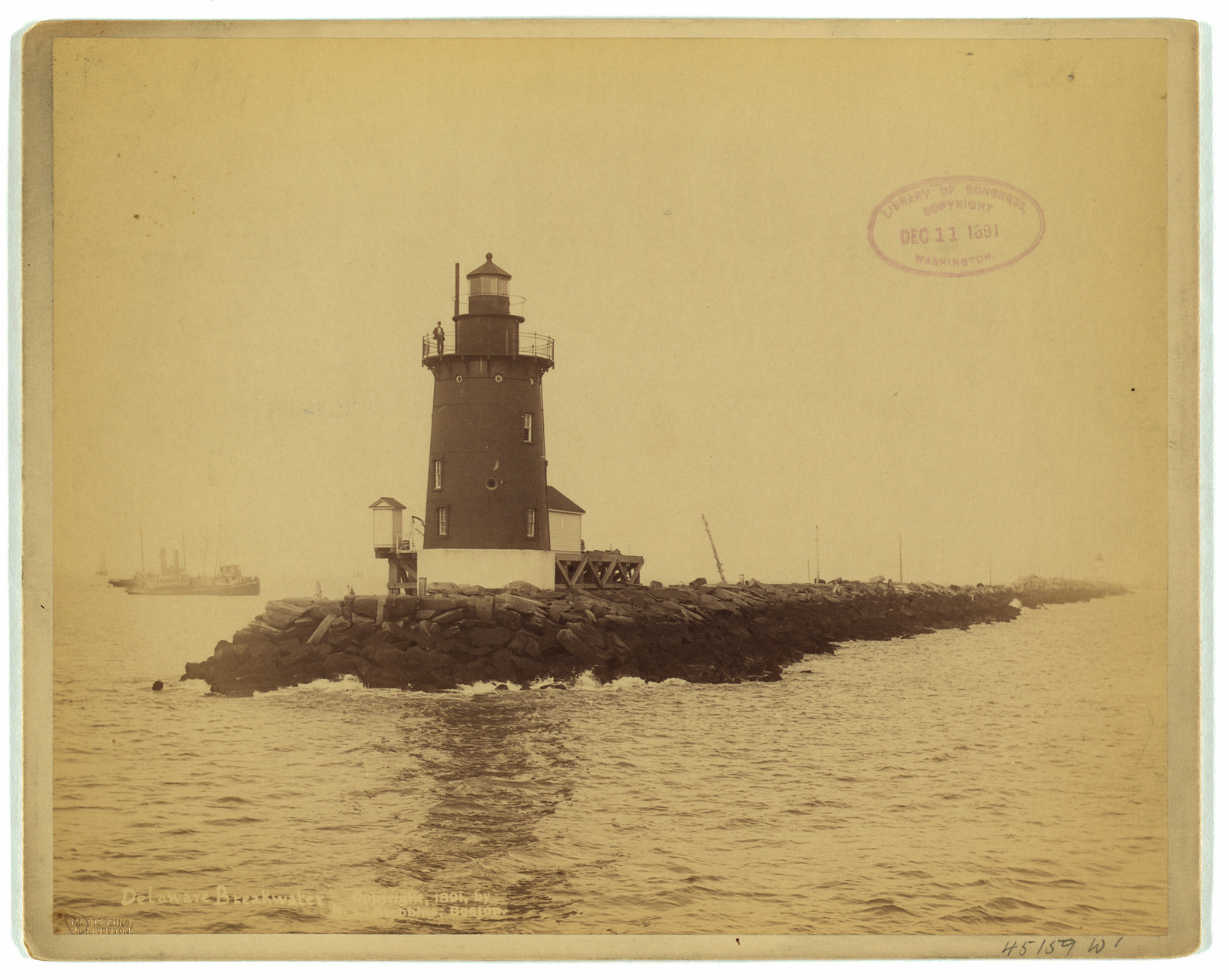 Delaware breakwater, c1891. — historic photograph
