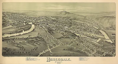 Bird's-eye view of Honesdale, Pennsylvania, 1890