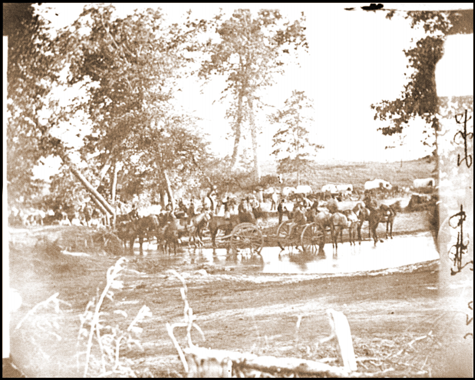 Cedar Mountain Va. Federal battery fording a tributary of the Rappahannock on the d, 1862 — historic photograph
