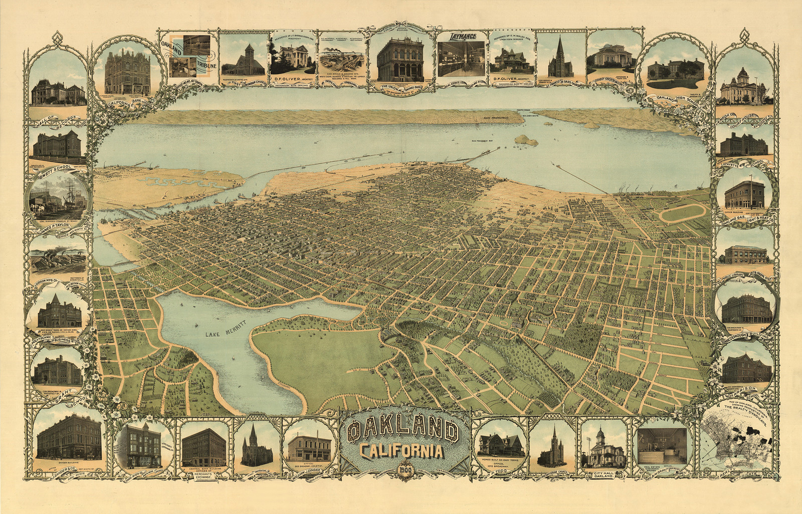 CA Oakland 1900 MAP, 1900 — antique map
