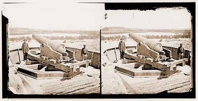 Dutch Gap Canal James River Virginia. Confederate battery on James River above Dutc