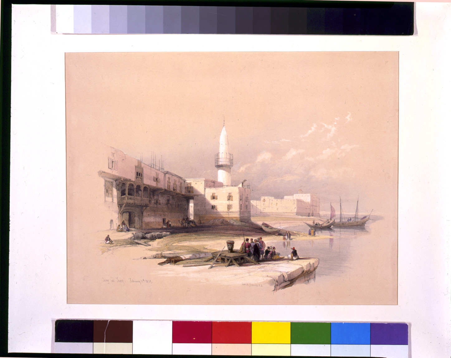 Quay at Suez Febrary 11th 1839 / David Roberts, R.A., [published between 1844 and 1845] — antique lithograph
