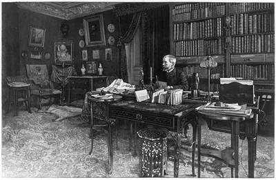 [Gaston Tissandier, French balloonist, seated at a desk in his study] / H. Thiriat.