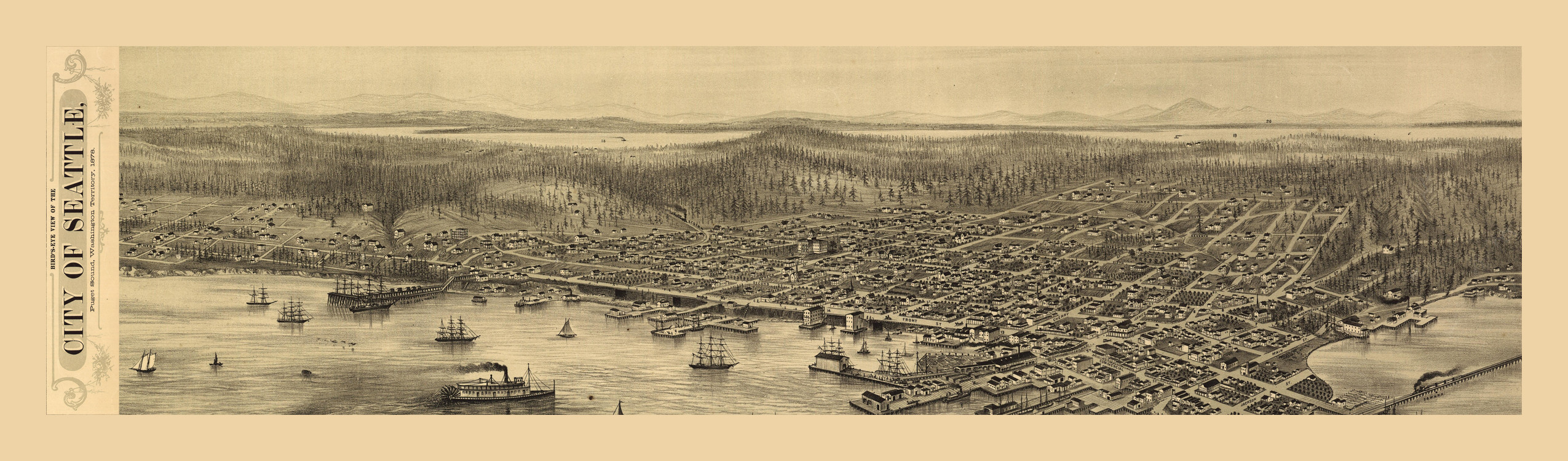 WA Seattle 1878 MAP, 1878 — antique map