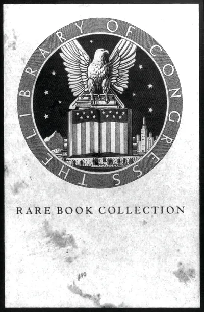 Library of Congress Bookplate Showing Eagle Atop Open Book Showing U.S. Flag