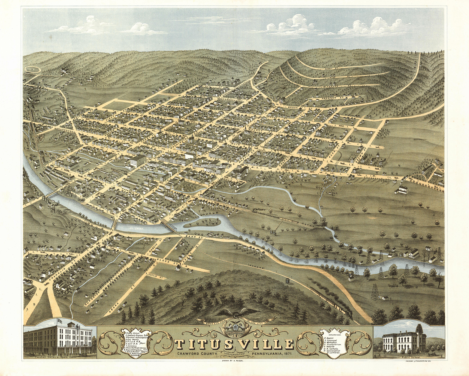 Titusville, Pennsylvania, 1871, 1871 — antique map