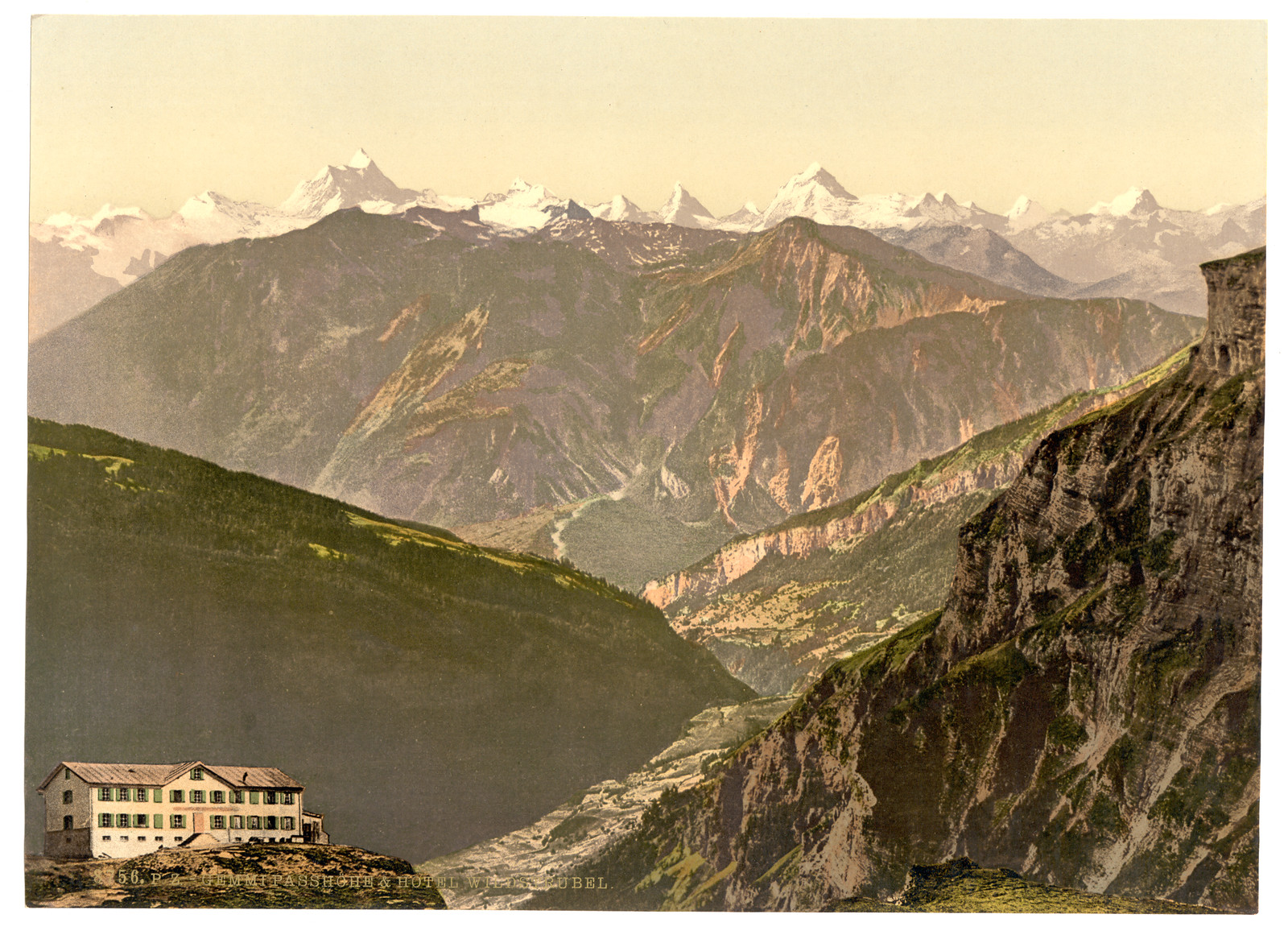 Gemmi Pass and Hotel Wildstrubel Bernese Oberland Switzerland, [between ca. 1890 and ca. 1900]. — historic print