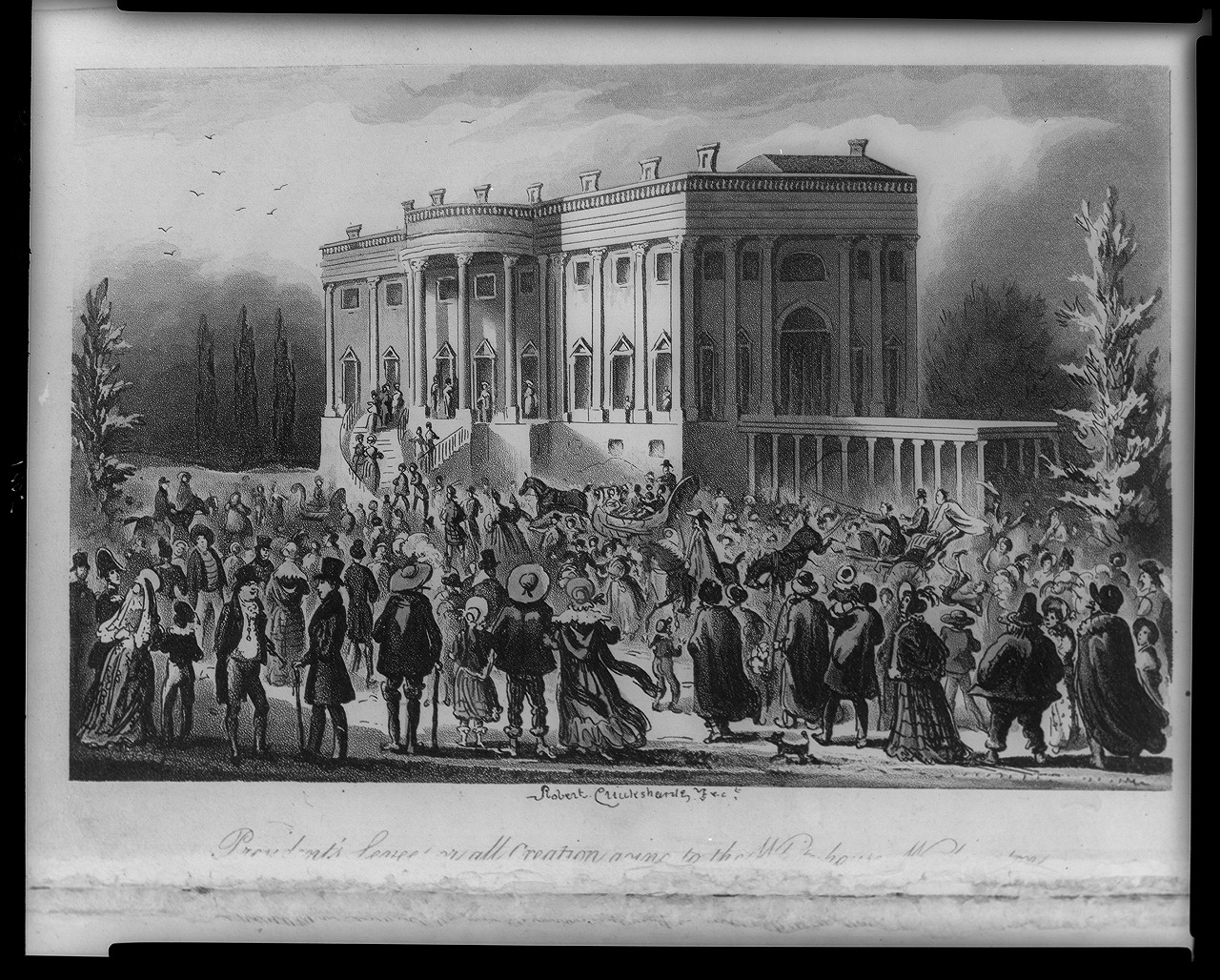 President's Levee, or all Creation going to the White House / Robert Cruikshank fect., London : Saunders and Otley, 1841. — historic print