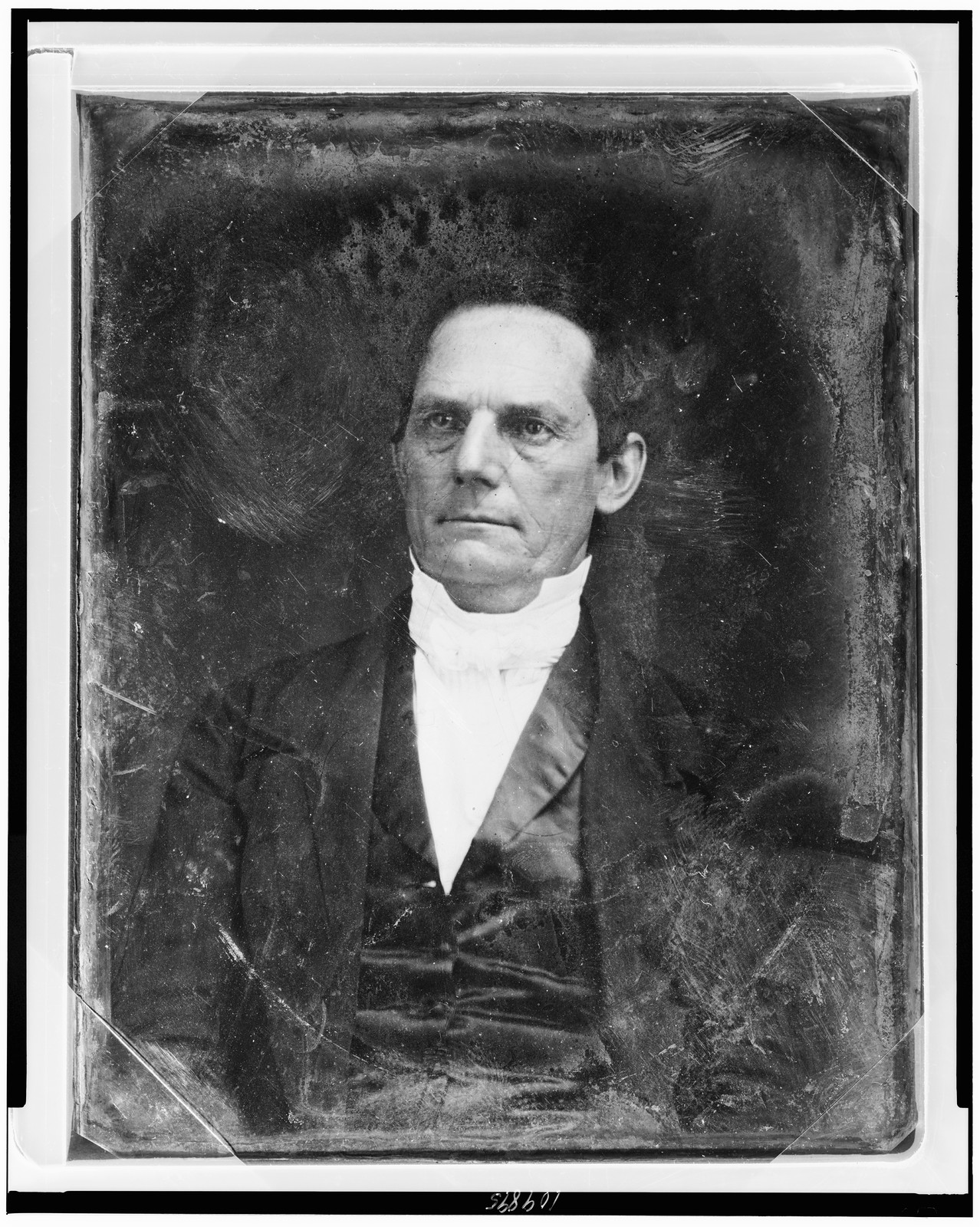 Daguerreotype portrait of an unidentified man in dark coat, 1844 — historic photograph