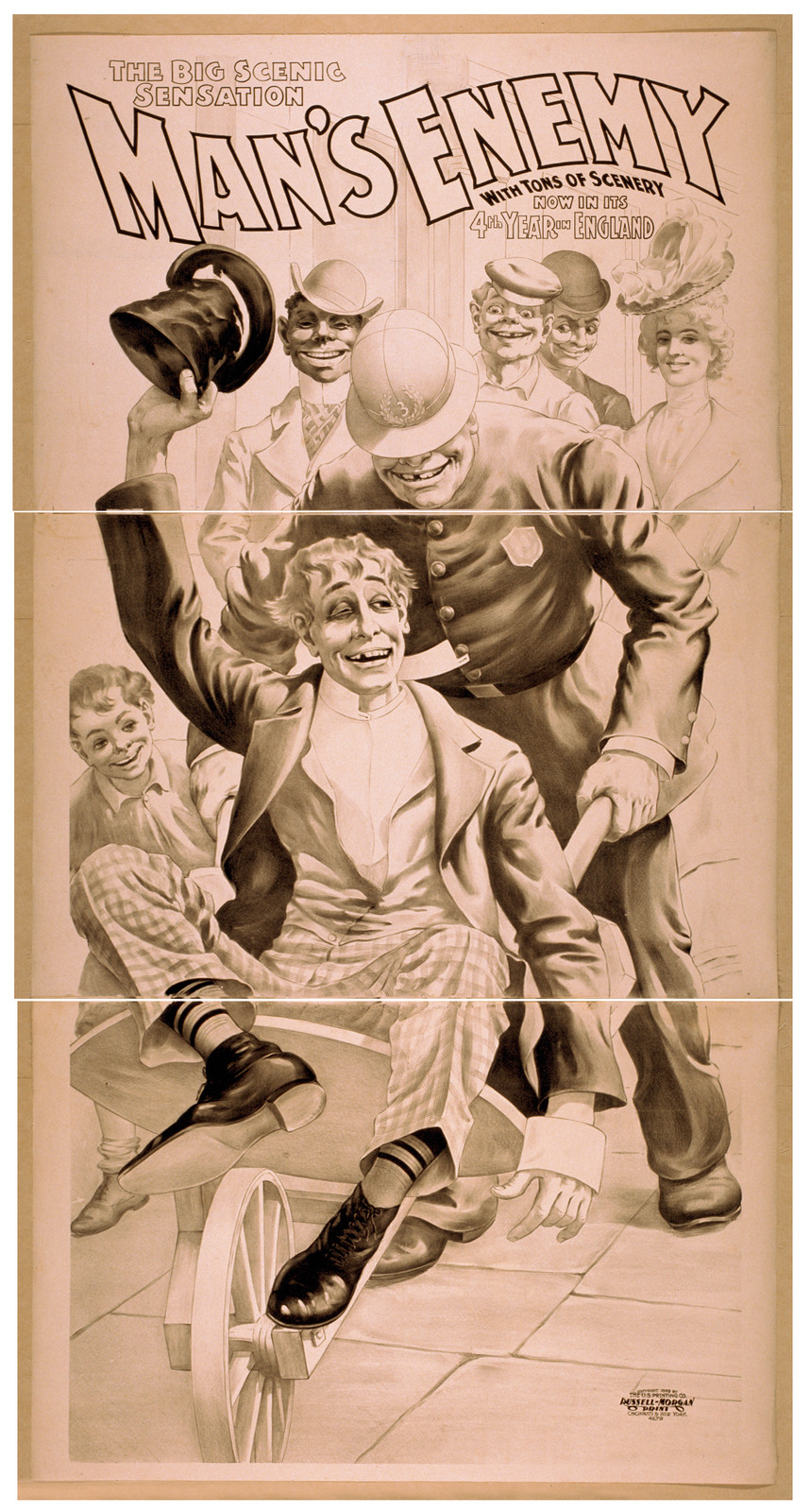 The big scenic sensation Mans enemy with tons of scenery : now in its 4th year in England., 1899 — vintage poster