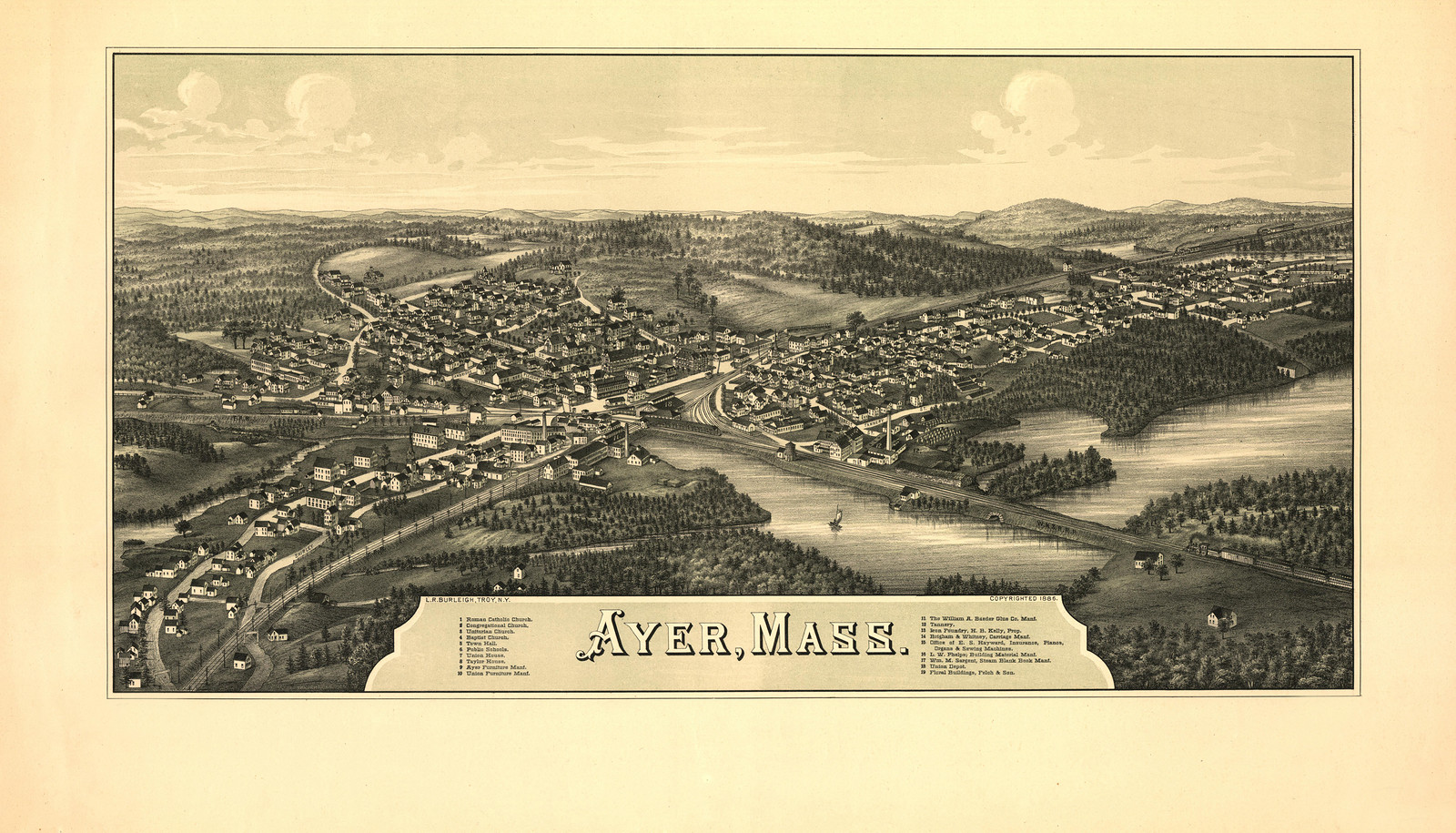 Ayer, Massachusetts, 1886, 1886 — antique map