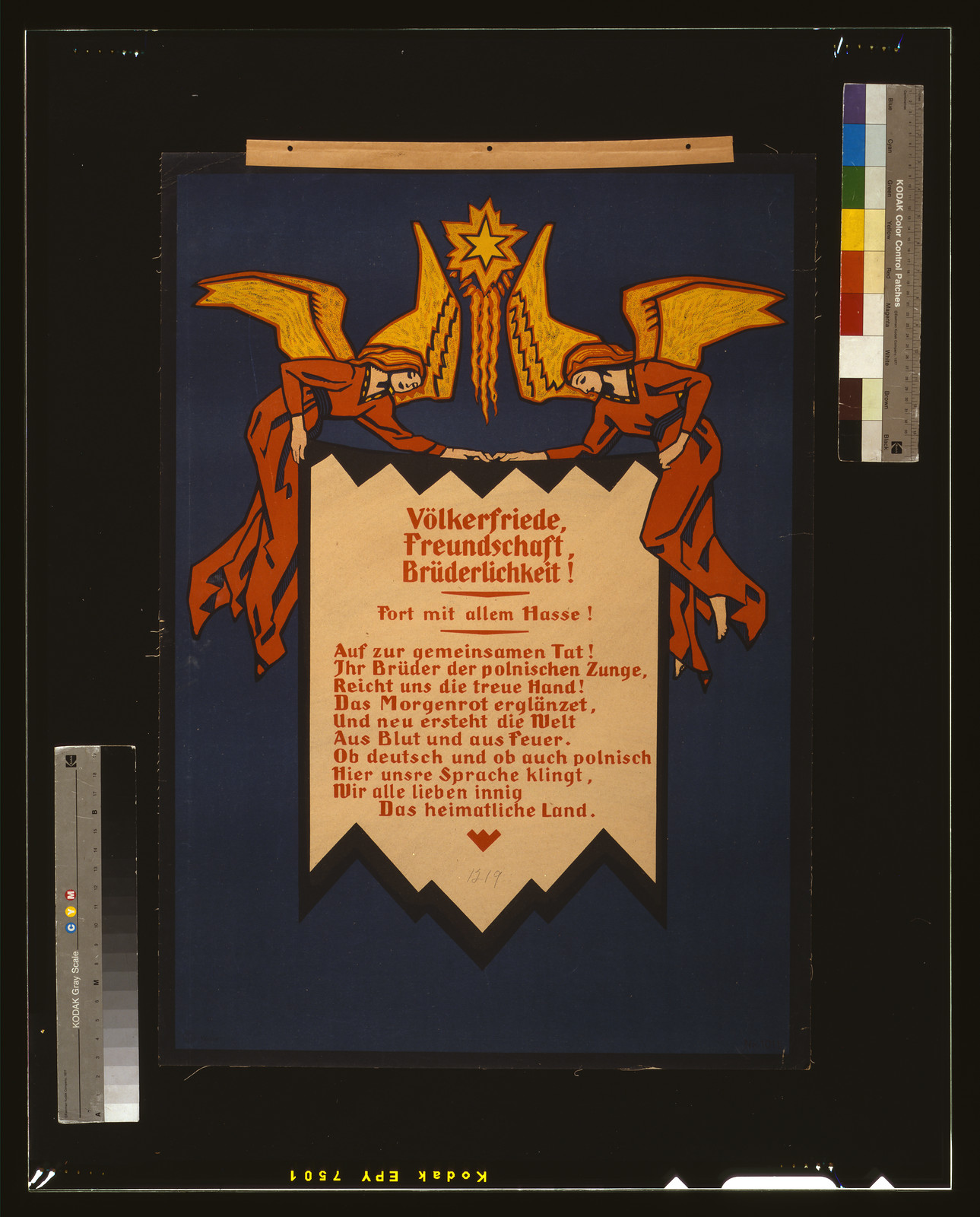 Voumllkerfriede Freundschaft Bruumlderlichkeit! Fort mit allem Hasse! ..., 1918 — vintage poster
