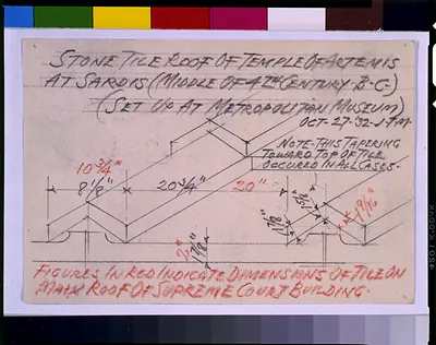 [United States Supreme Court, Washington, D.C. Roof tile, diagram, perspective]