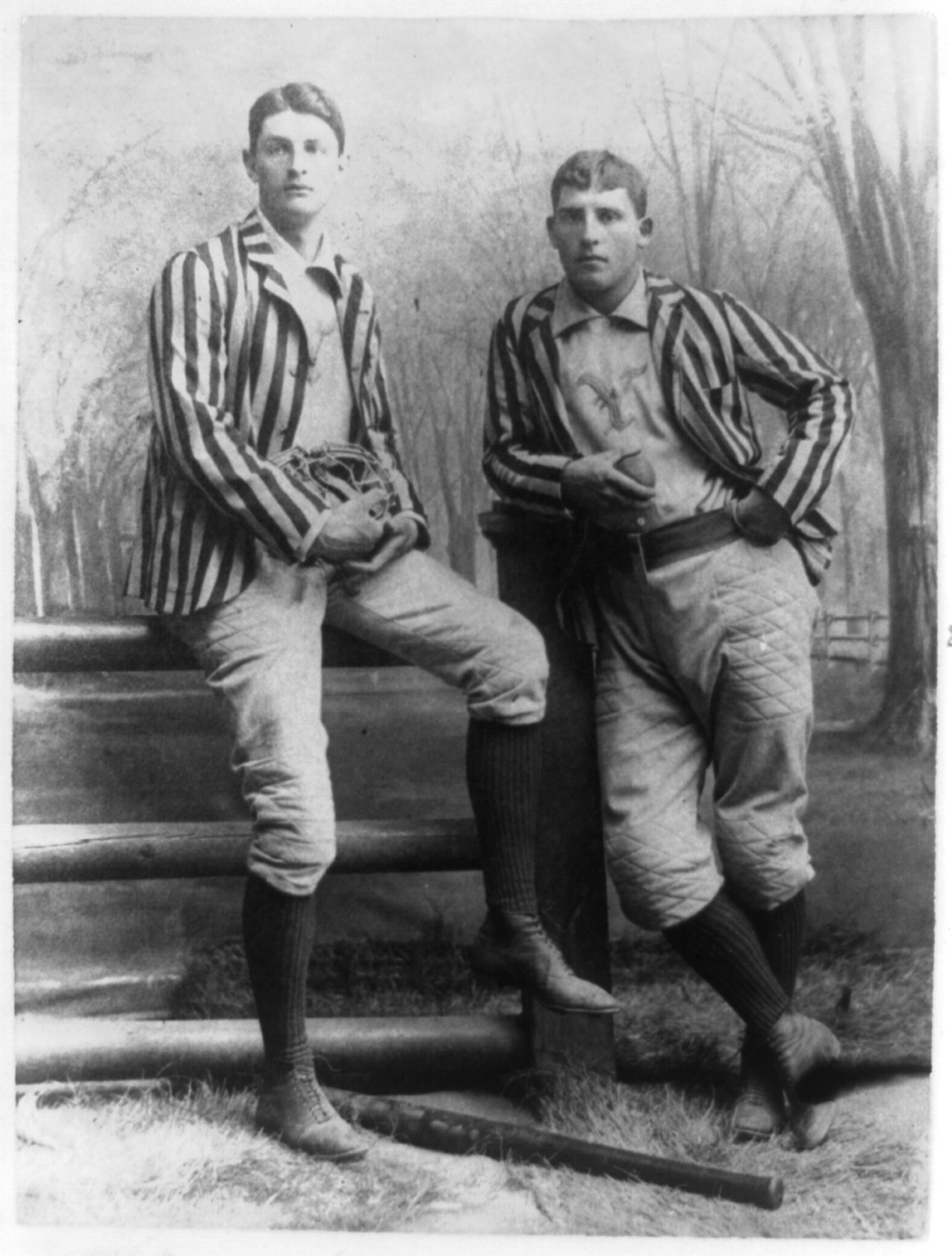 [Two baseball players, Stagg and Warner, Yale, posed, standing, full-length], [between 1889 and 1895(?)] — historic photograph