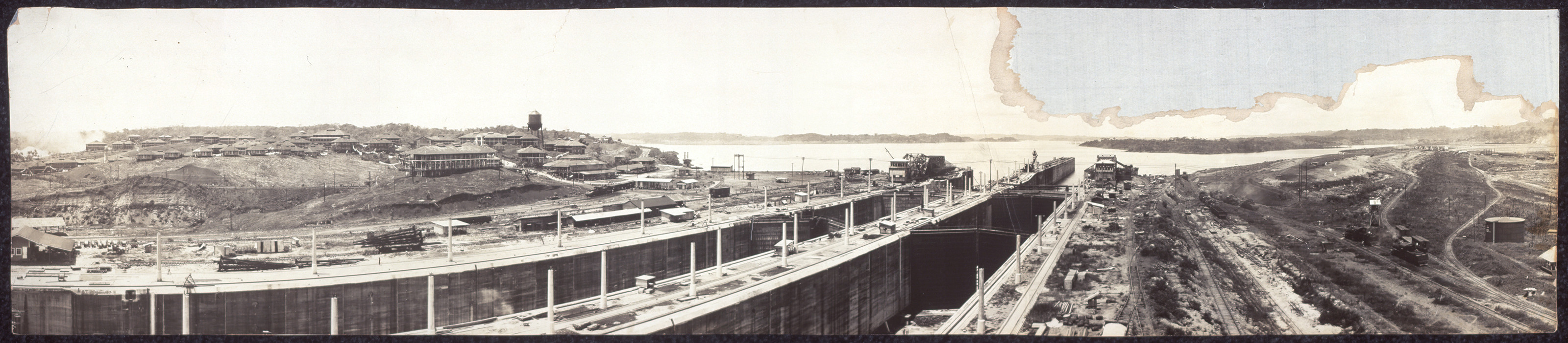 PANAMA 1913 Locks on Panama Canal — historic image