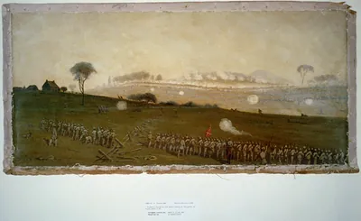 Picketts charge on the Union centre at the grove of trees about 3 PM / Edwin Forbes.